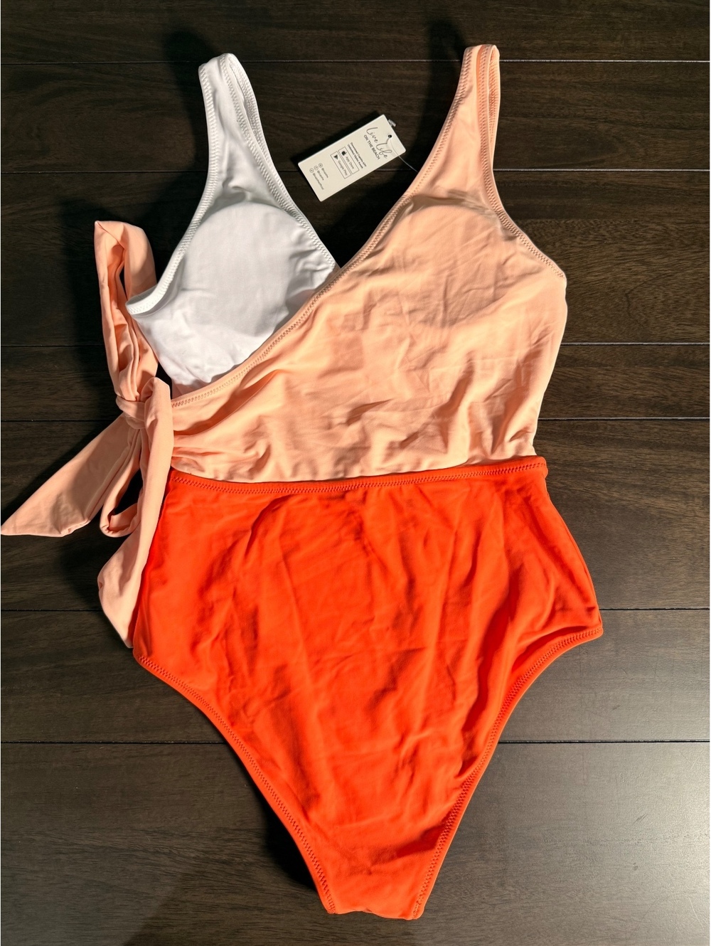 NWT Cupshe Orange And White Bowknot One piece Swimsuit Size XS - Picture 5 of 7
